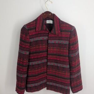 Vintage Alfred Dunner Classic Southwestern Open-Front Jacket‎ Multicolor Size 8
